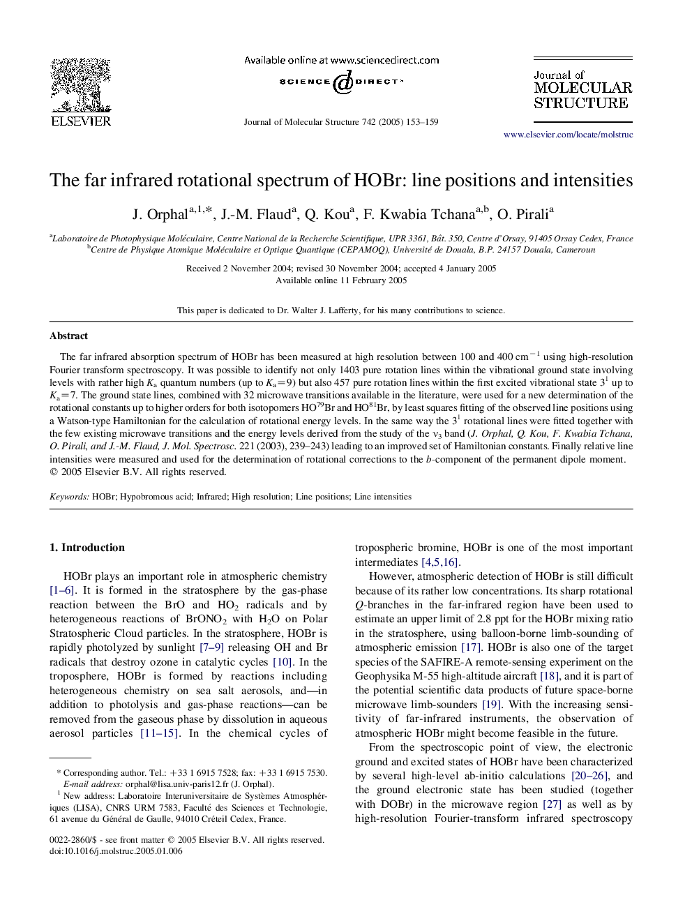 The far infrared rotational spectrum of HOBr: line positions and intensities