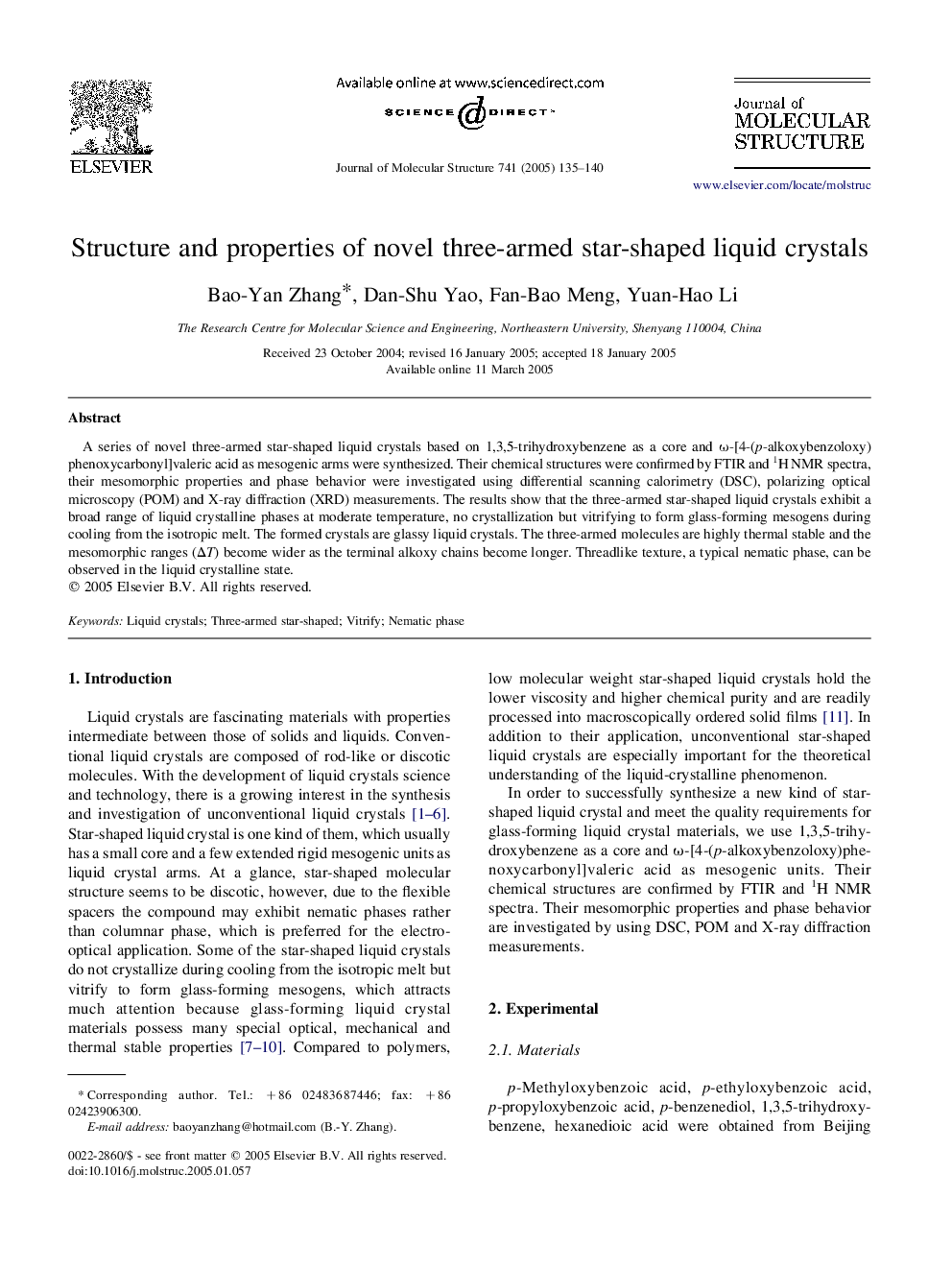 Structure and properties of novel three-armed star-shaped liquid crystals