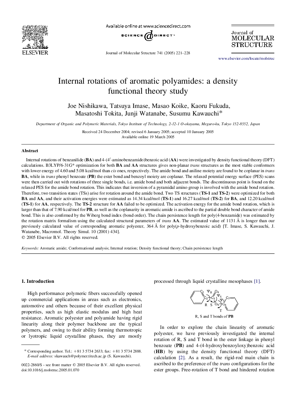 Internal rotations of aromatic polyamides: a density functional theory study