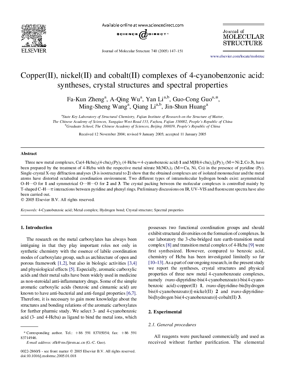 Copper(II), nickel(II) and cobalt(II) complexes of 4-cyanobenzonic acid: syntheses, crystal structures and spectral properties