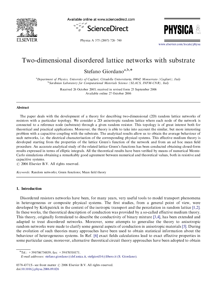 Two-dimensional disordered lattice networks with substrate