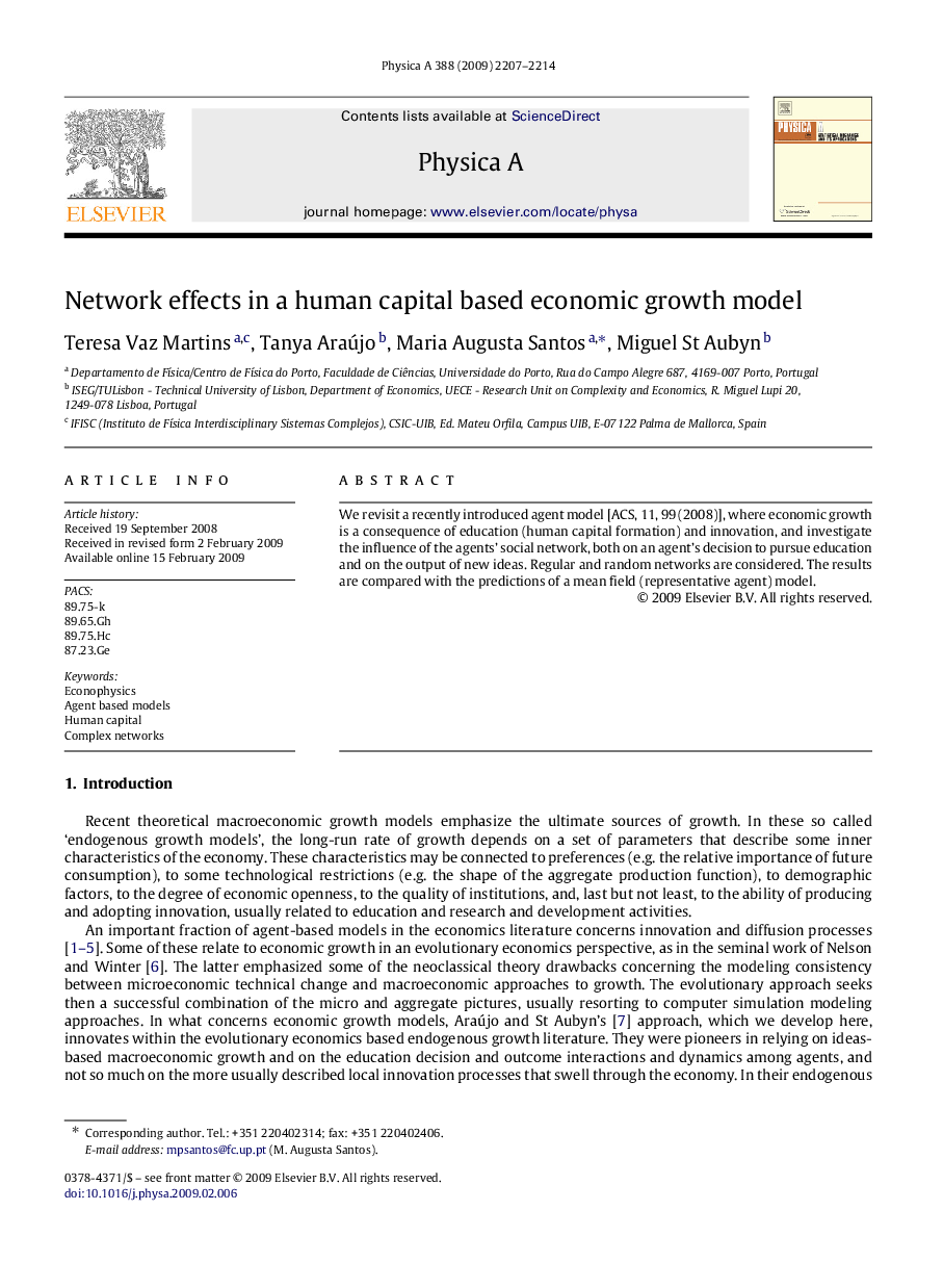 Network effects in a human capital based economic growth model