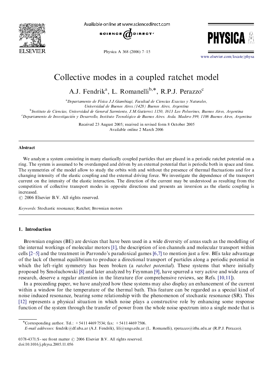 Collective modes in a coupled ratchet model