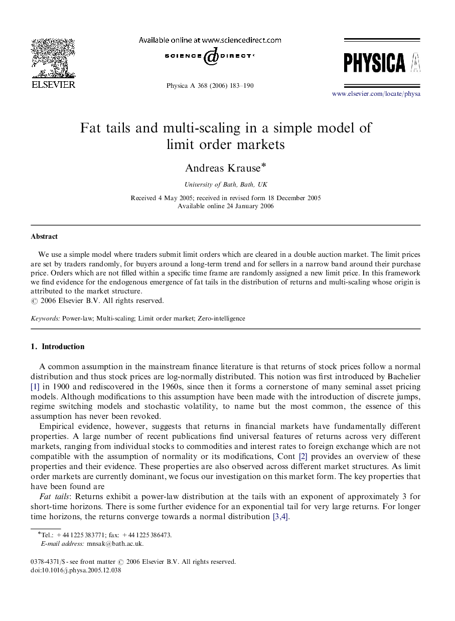 Fat tails and multi-scaling in a simple model of limit order markets