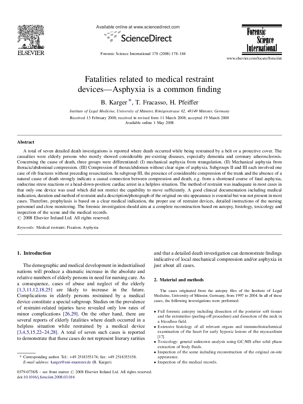 Fatalities related to medical restraint devices—Asphyxia is a common finding