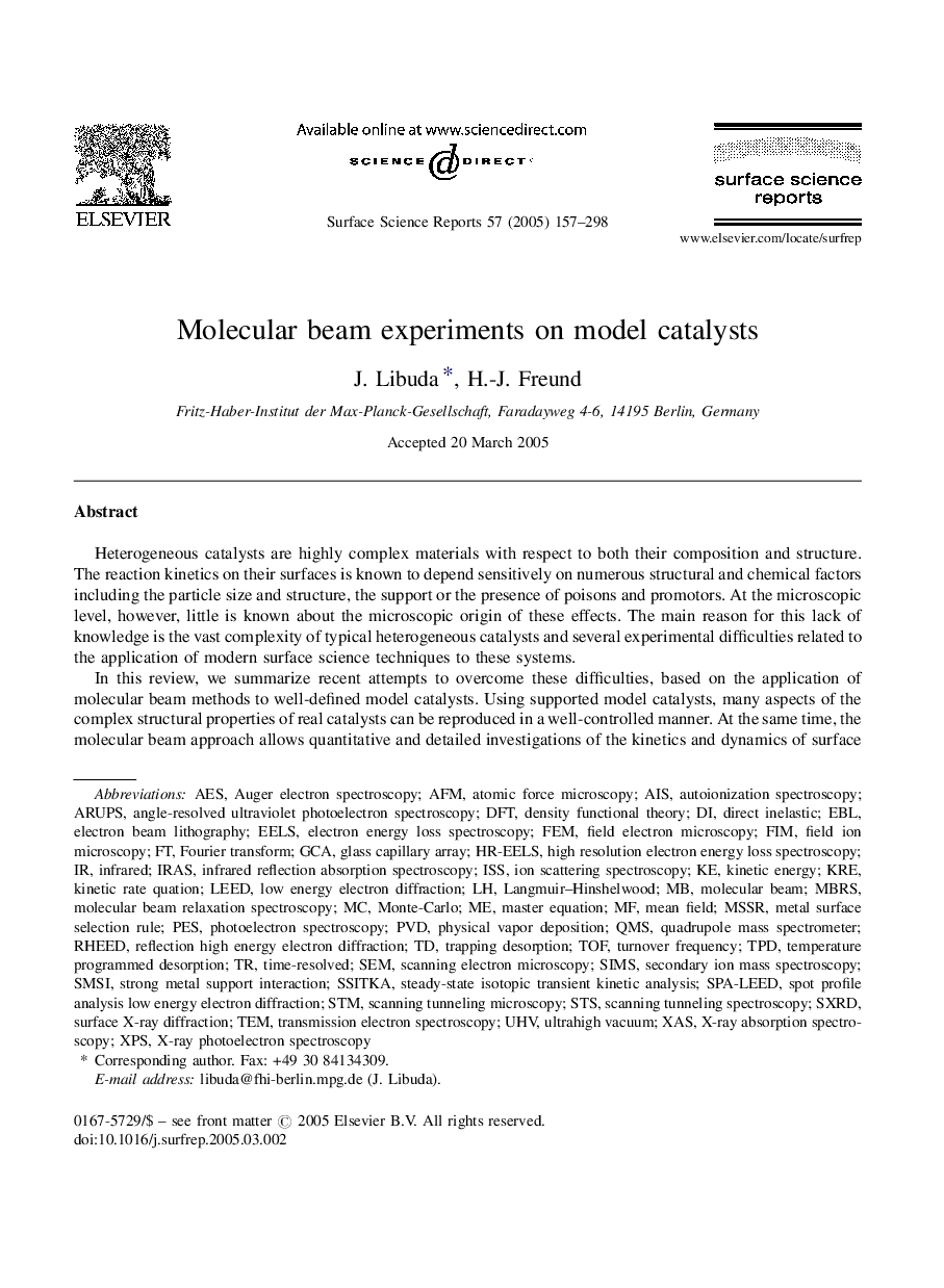 Molecular beam experiments on model catalysts