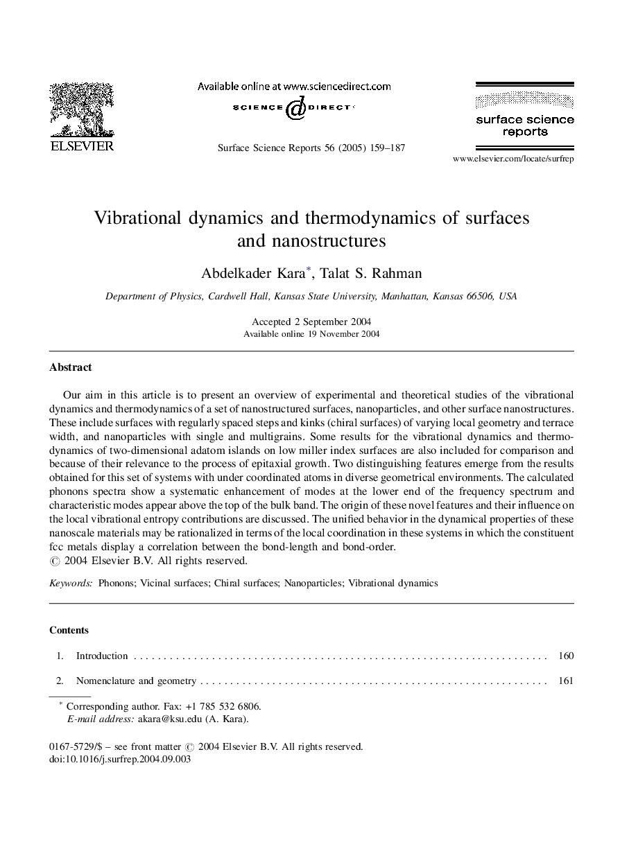 Vibrational dynamics and thermodynamics of surfaces and nanostructures