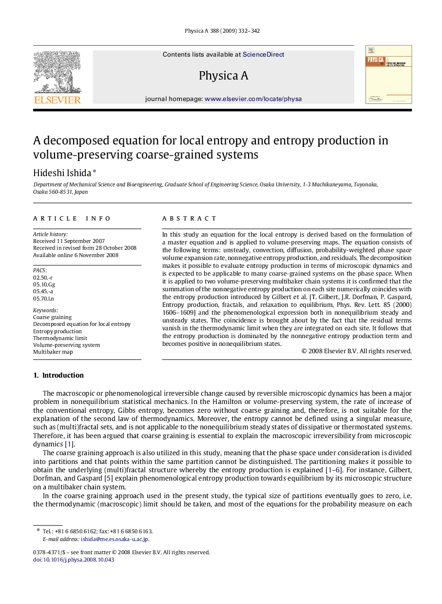 A decomposed equation for local entropy and entropy production in volume-preserving coarse-grained systems