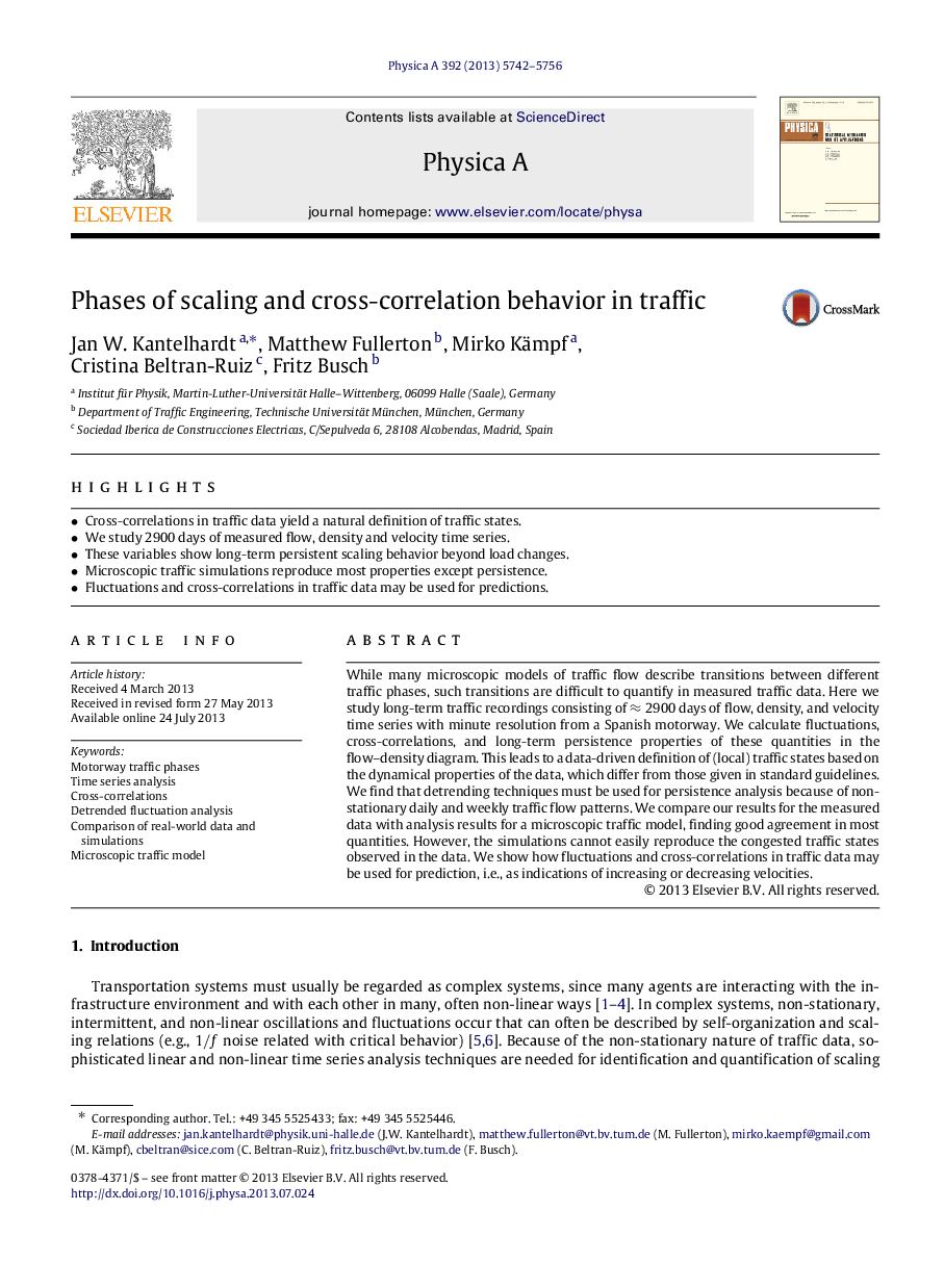 Phases of scaling and cross-correlation behavior in traffic