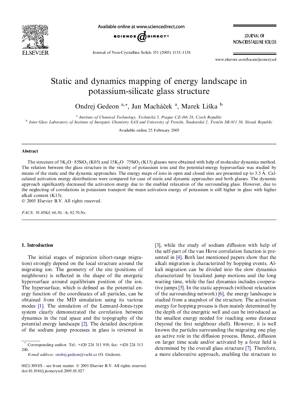 Static and dynamics mapping of energy landscape in potassium-silicate glass structure