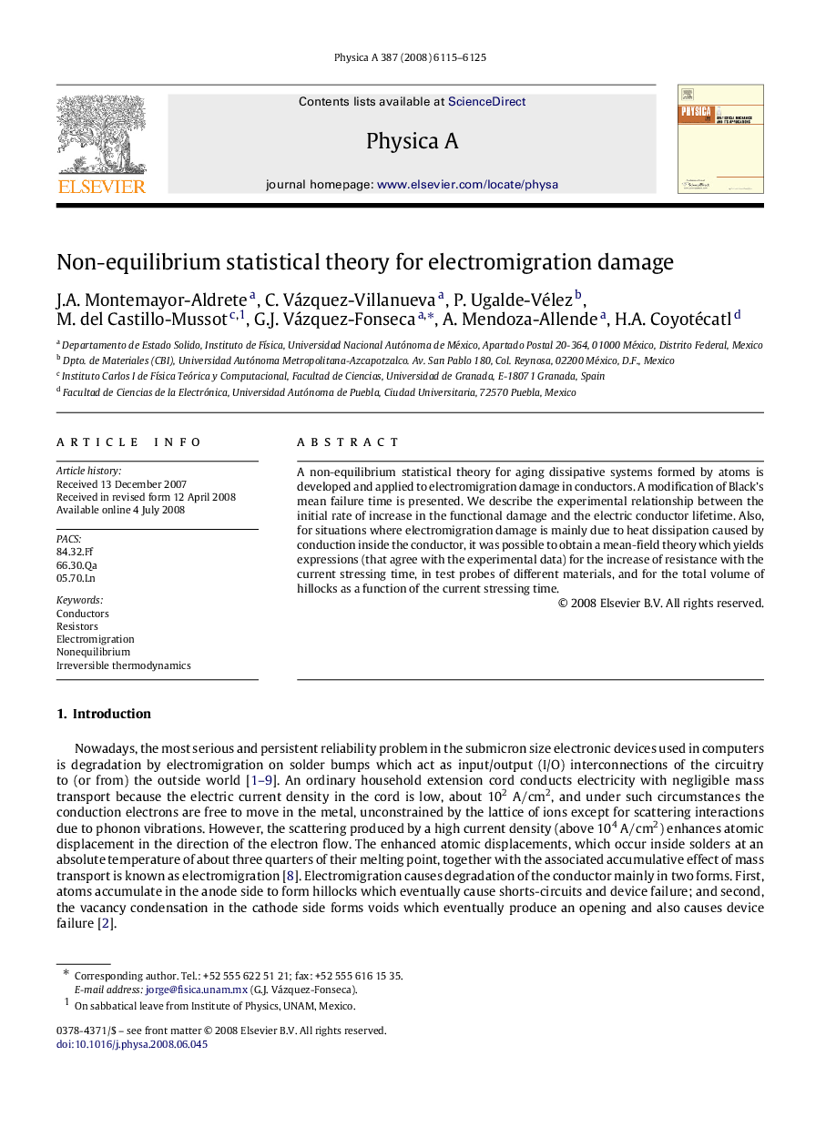 Non-equilibrium statistical theory for electromigration damage