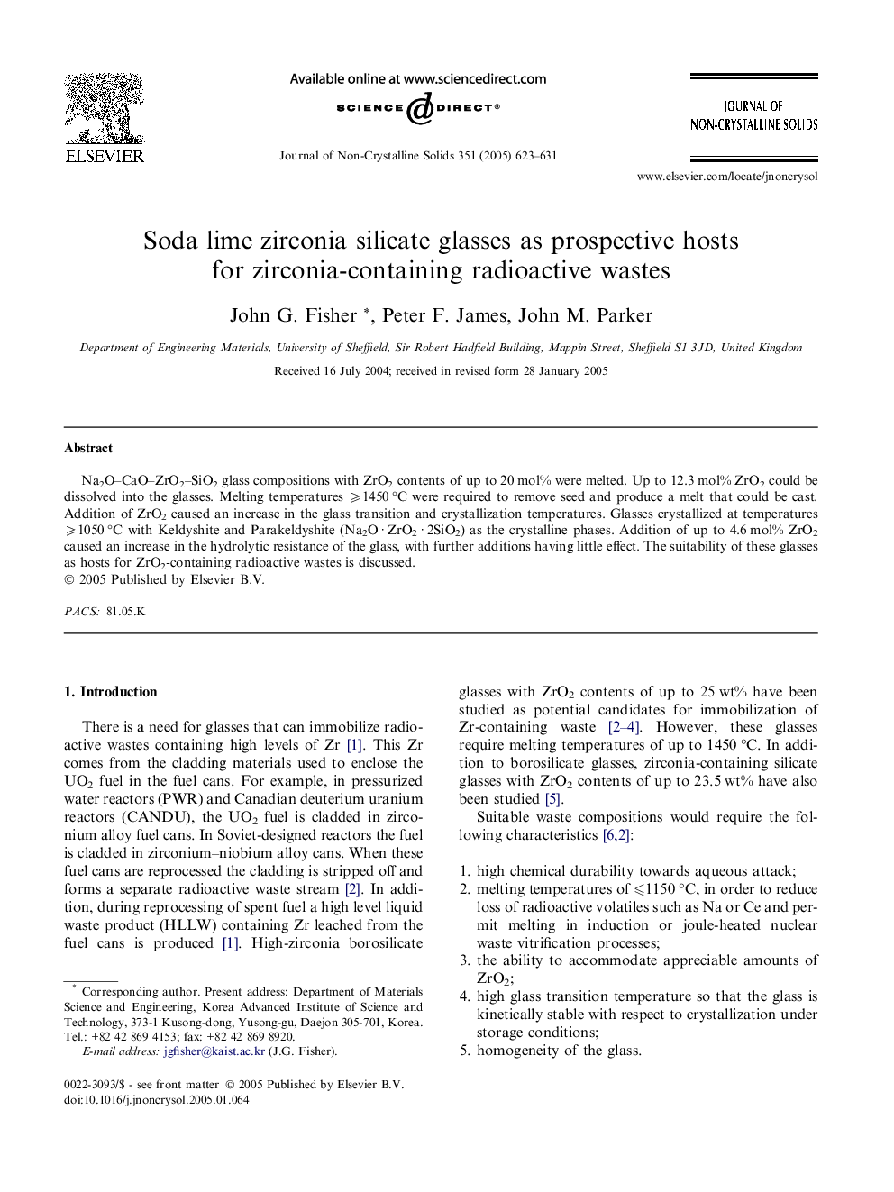 Soda lime zirconia silicate glasses as prospective hosts for zirconia-containing radioactive wastes