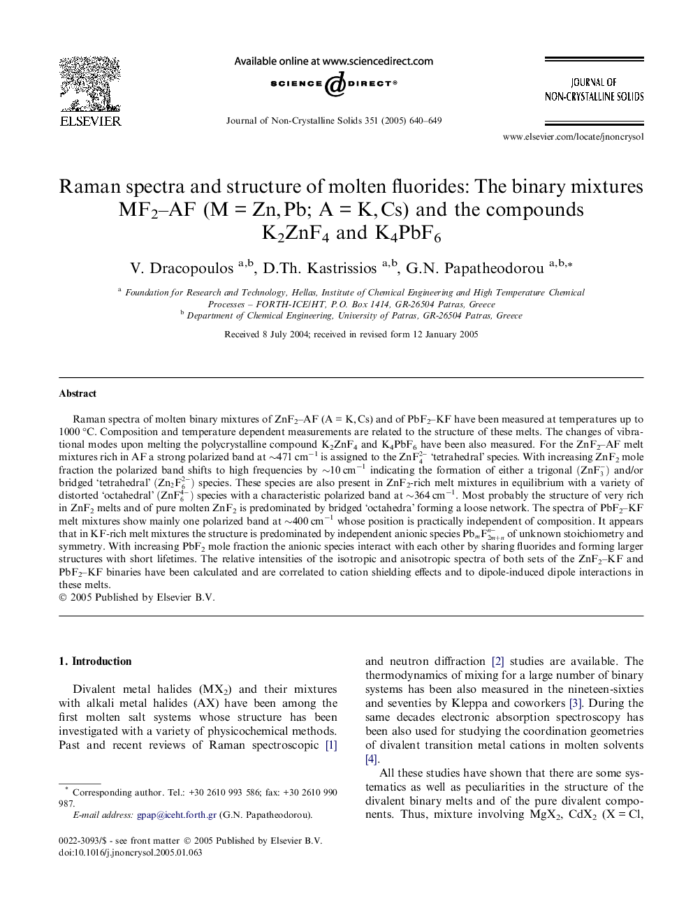 Raman spectra and structure of molten fluorides: The binary mixtures MF2-AF (MÂ =Â Zn,Â Pb; AÂ =Â K,Â Cs) and the compounds K2ZnF4 and K4PbF6