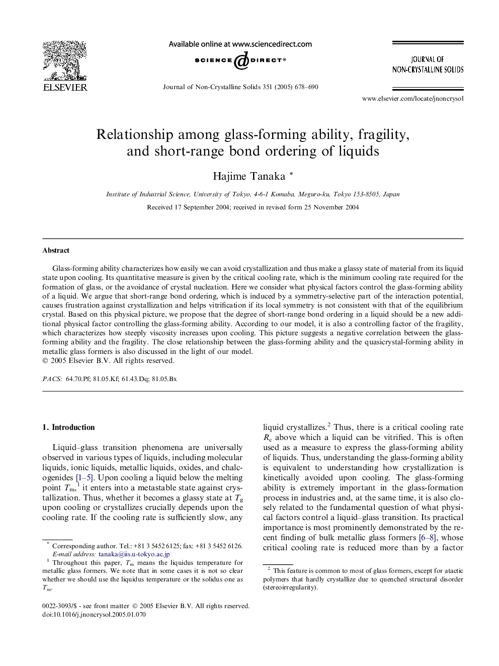 Relationship among glass-forming ability, fragility, and short-range bond ordering of liquids