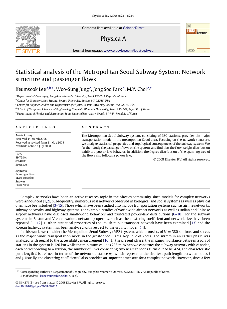 Statistical analysis of the Metropolitan Seoul Subway System: Network structure and passenger flows