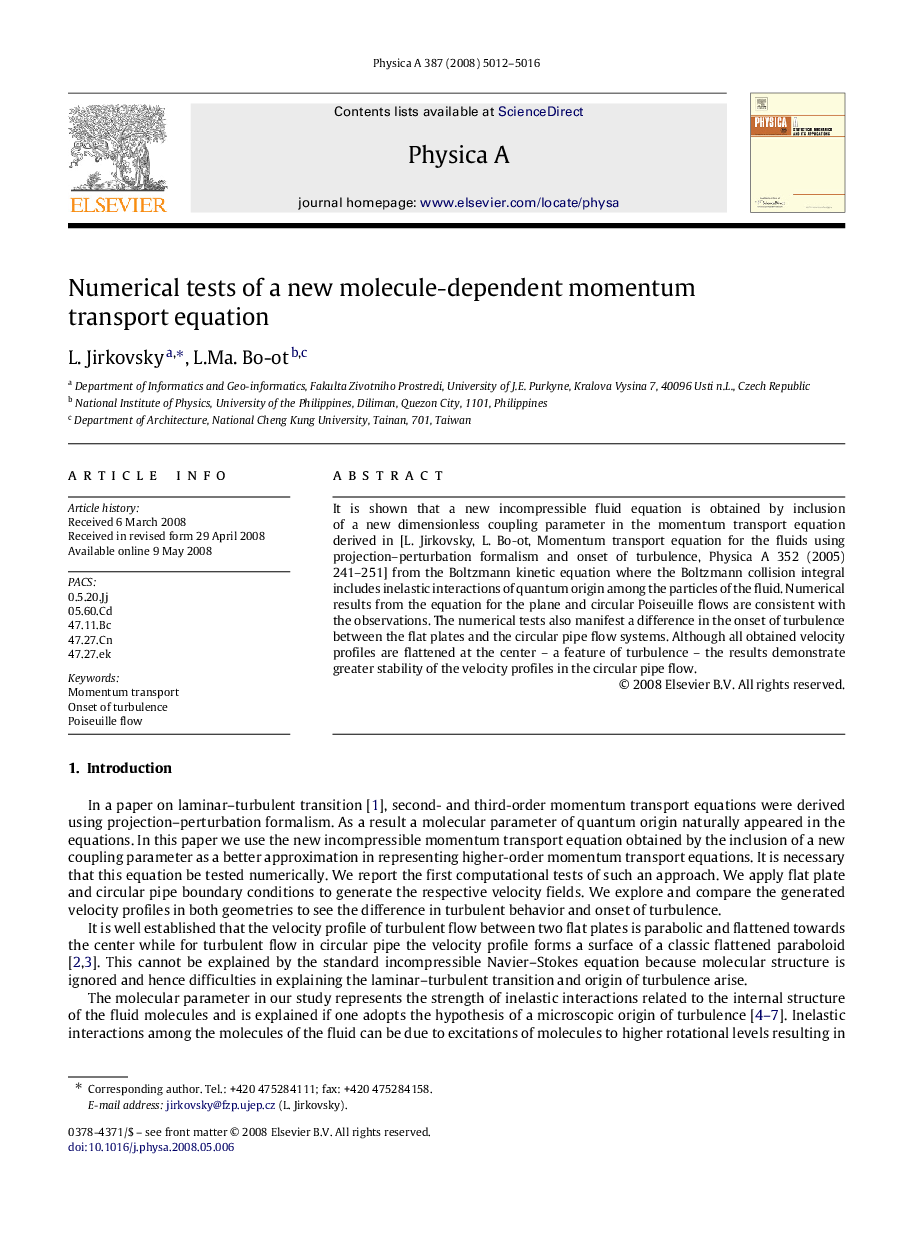 Numerical tests of a new molecule-dependent momentum transport equation