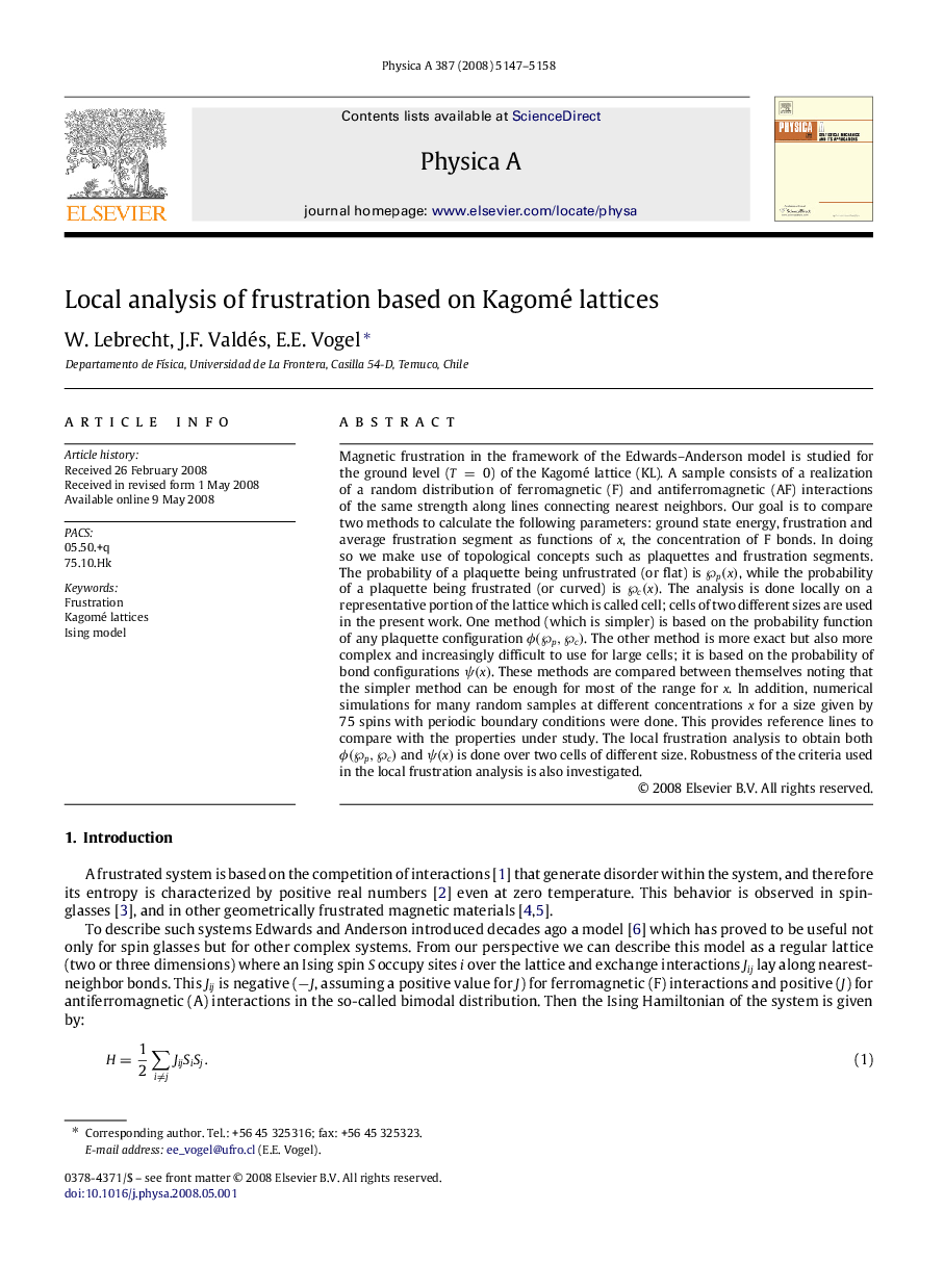 Local analysis of frustration based on Kagomé lattices