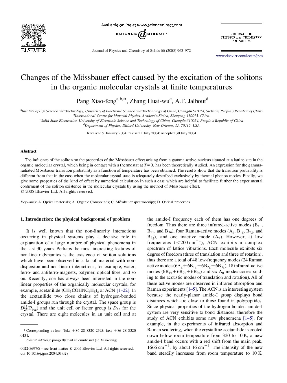 Changes of the Mössbauer effect caused by the excitation of the solitons in the organic molecular crystals at finite temperatures