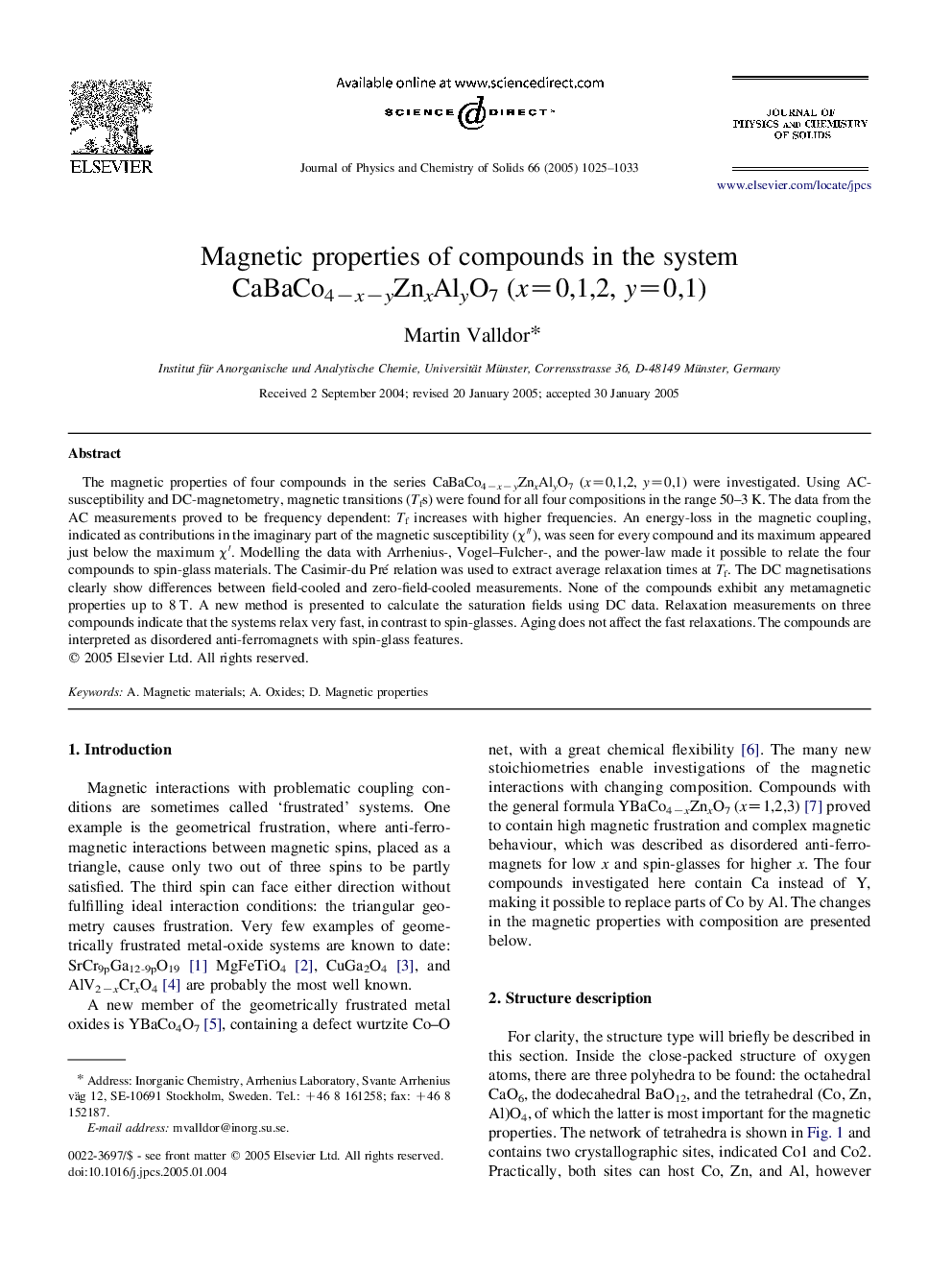 Magnetic properties of compounds in the system CaBaCo4âxâyZnxAlyO7 (x=0,1,2, y=0,1)