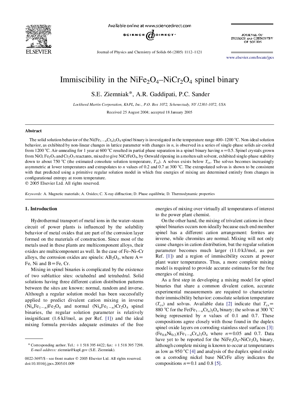 Immiscibility in the NiFe2O4-NiCr2O4 spinel binary