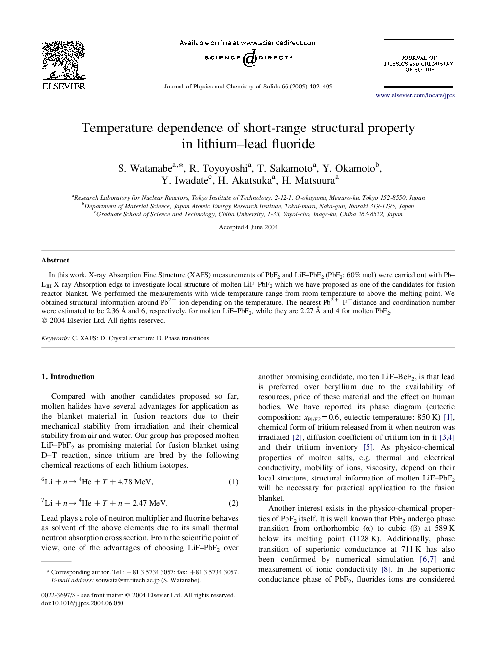 Temperature dependence of short-range structural property in lithium-lead fluoride