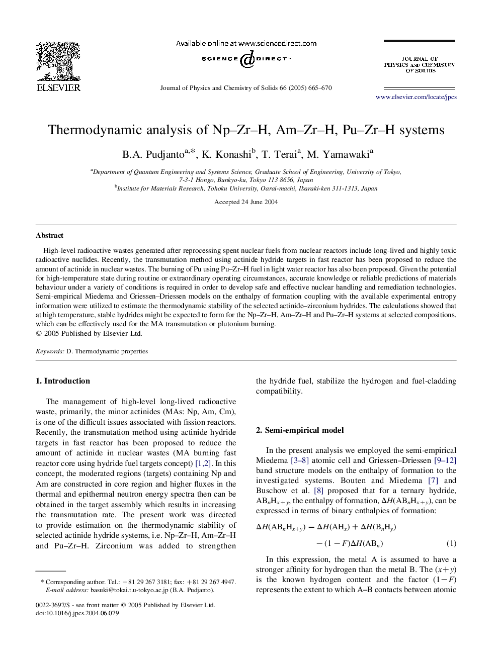 Thermodynamic analysis of Np-Zr-H, Am-Zr-H, Pu-Zr-H systems