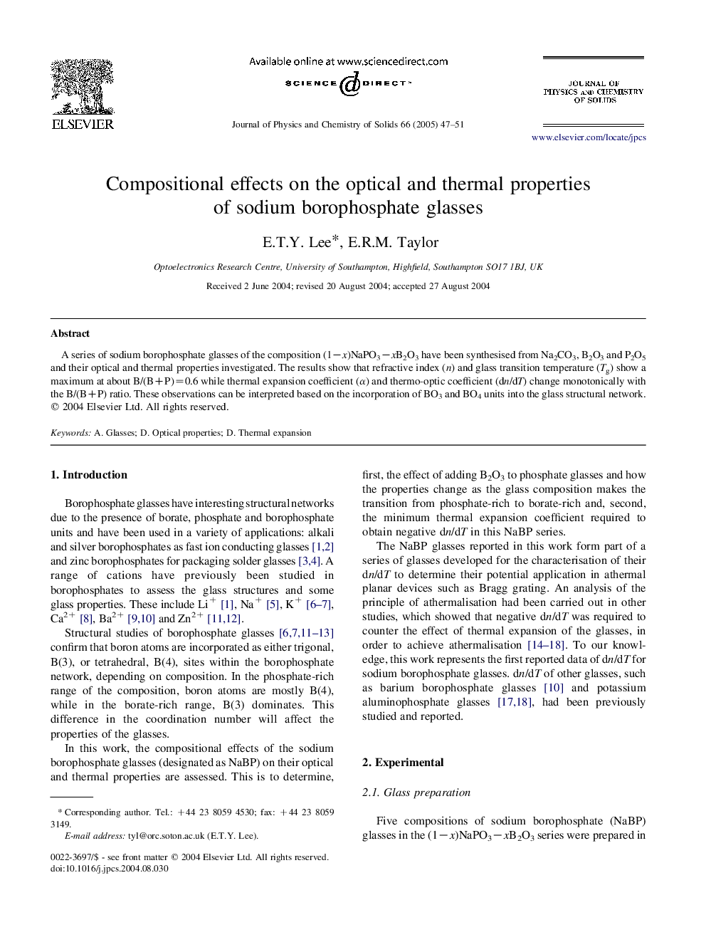 Compositional effects on the optical and thermal properties of sodium borophosphate glasses