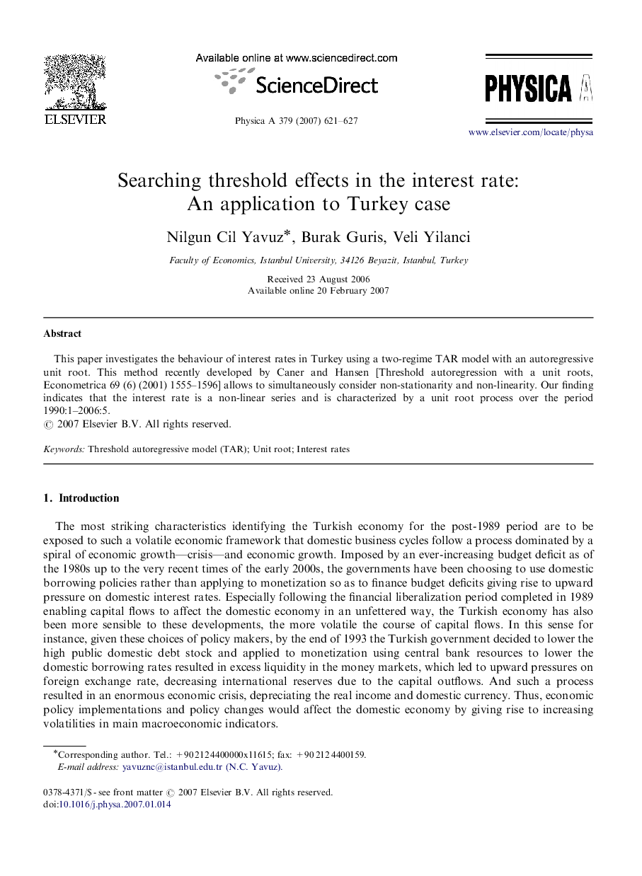 Searching threshold effects in the interest rate: An application to Turkey case