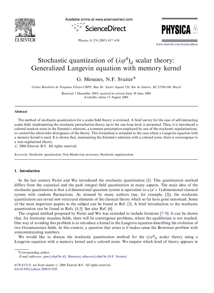 Stochastic quantization of (Î»Ï4)d scalar theory: Generalized Langevin equation with memory kernel