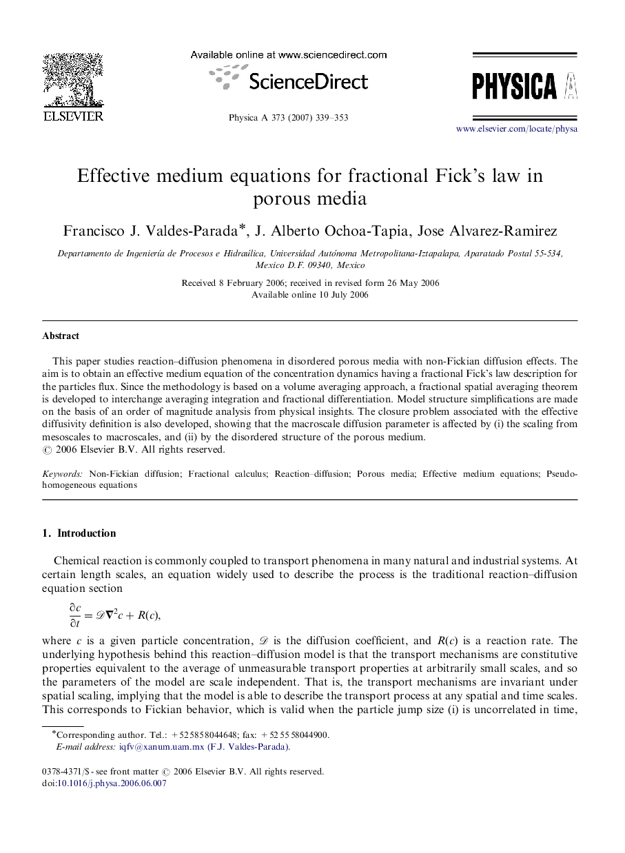 Effective medium equations for fractional Fick's law in porous media