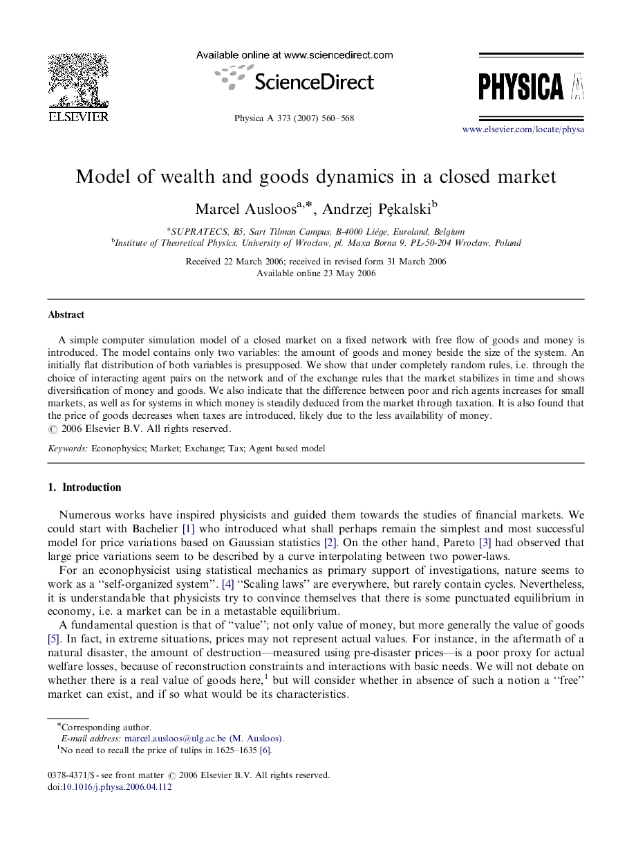 Model of wealth and goods dynamics in a closed market