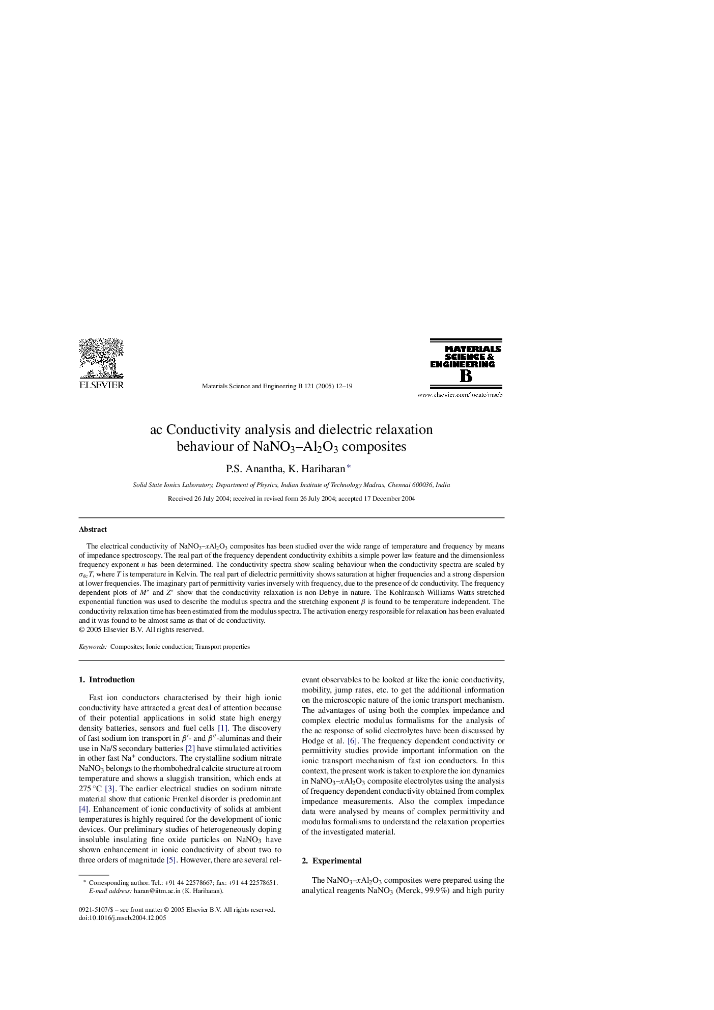 ac Conductivity analysis and dielectric relaxation behaviour of NaNO3-Al2O3 composites