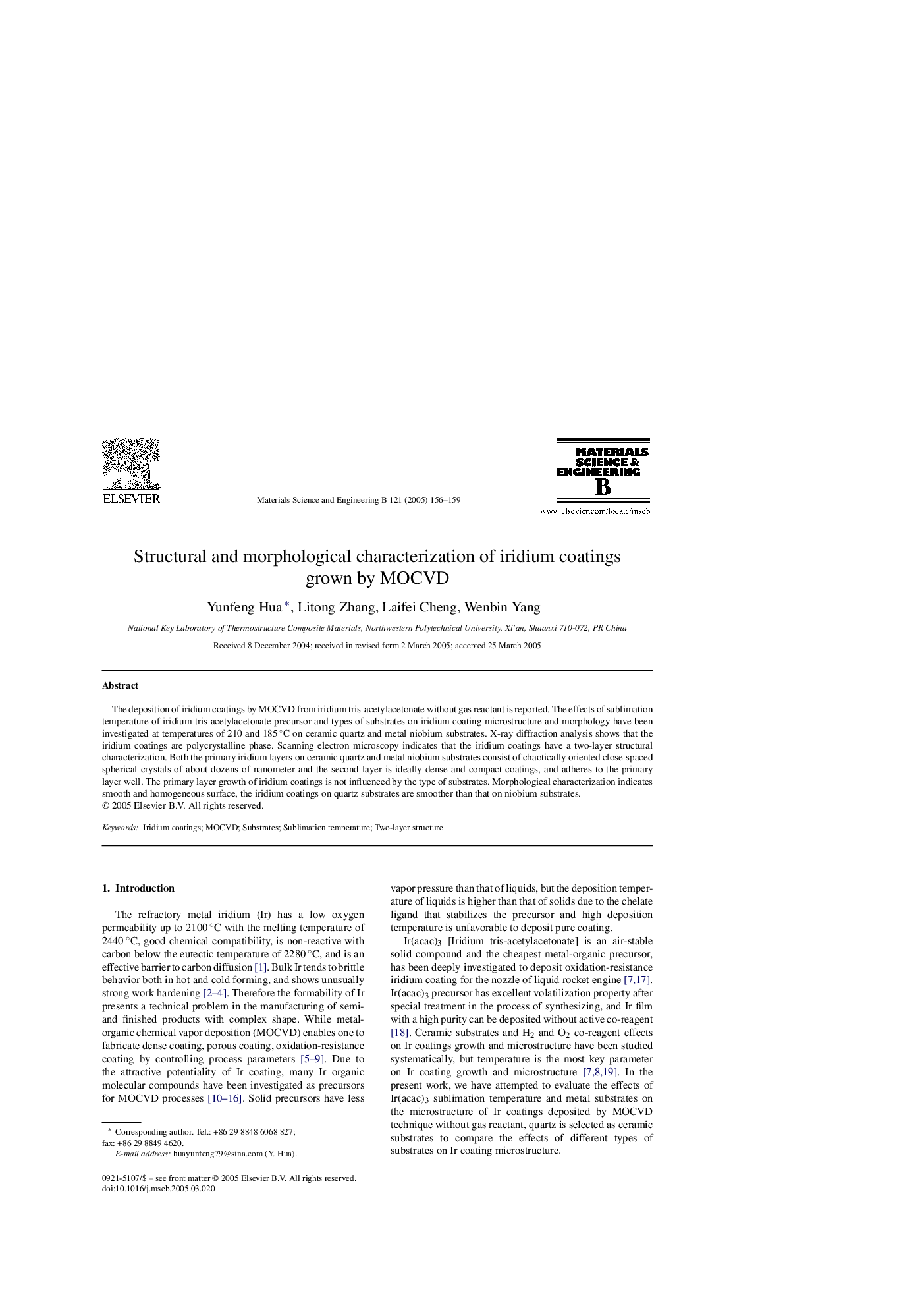 Structural and morphological characterization of iridium coatings grown by MOCVD