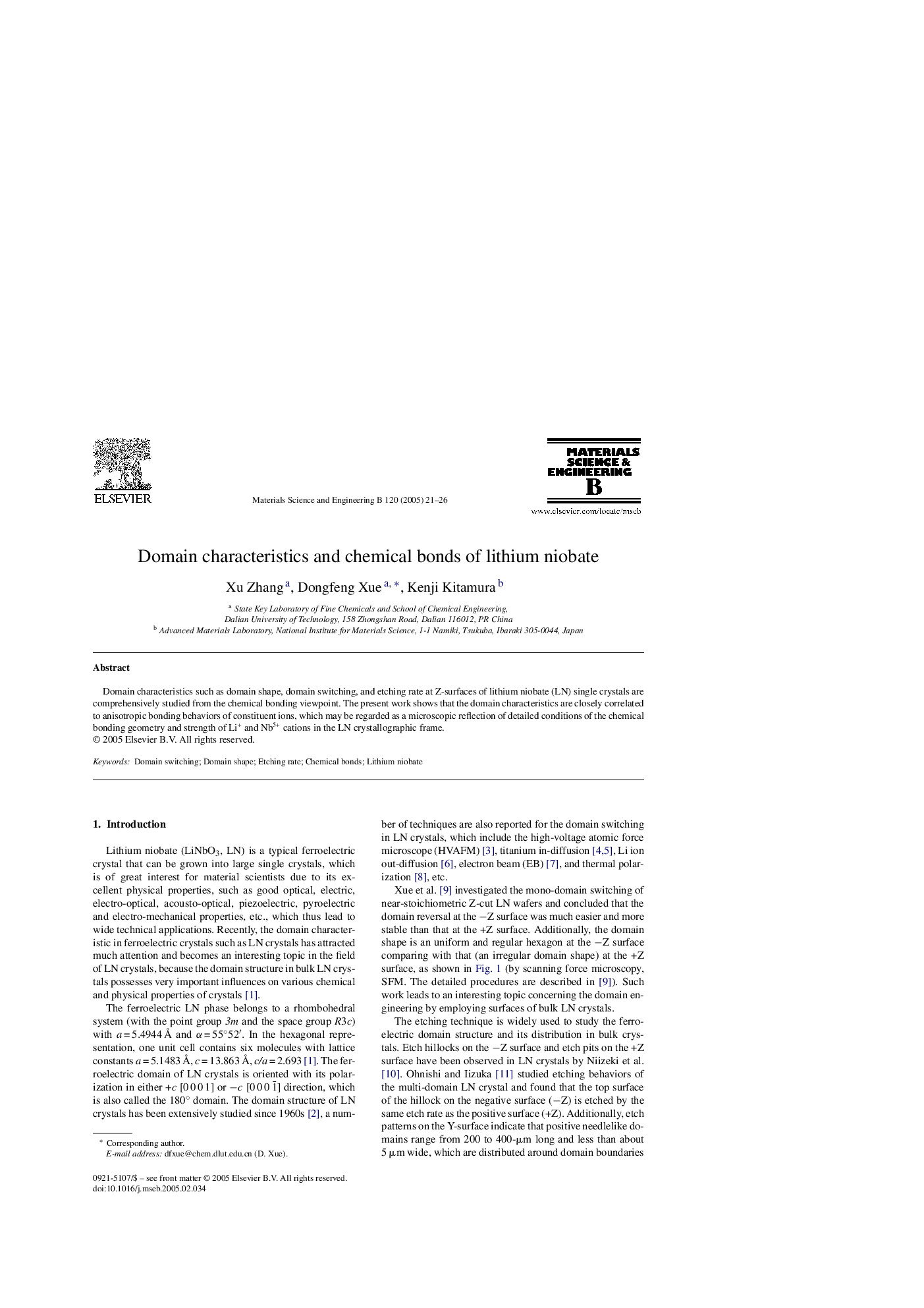 Domain characteristics and chemical bonds of lithium niobate