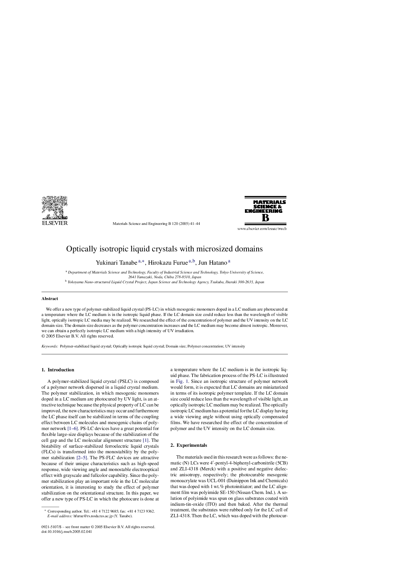 Optically isotropic liquid crystals with microsized domains