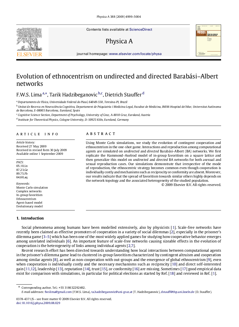 Evolution of ethnocentrism on undirected and directed Barabási–Albert networks