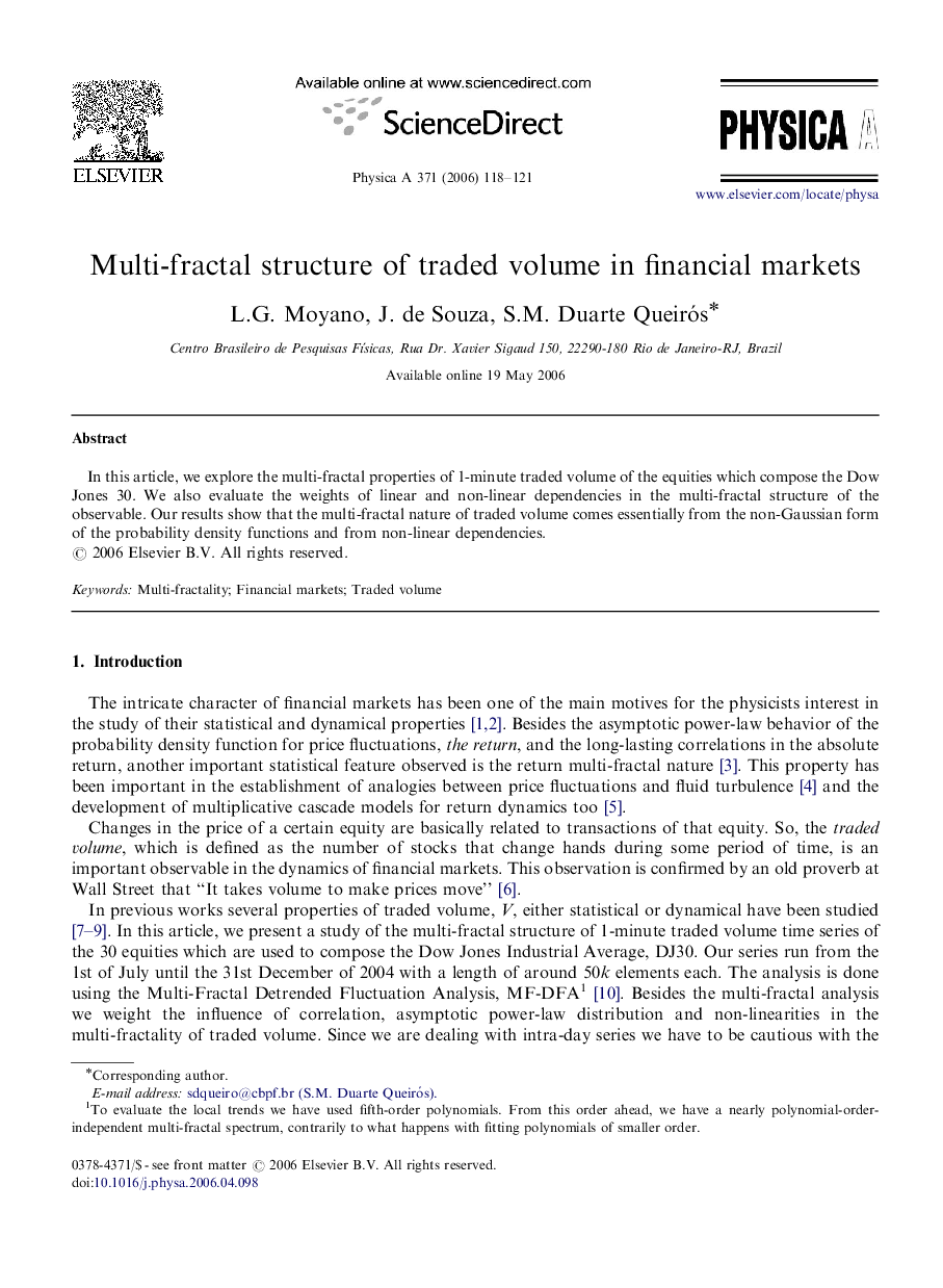 Multi-fractal structure of traded volume in financial markets