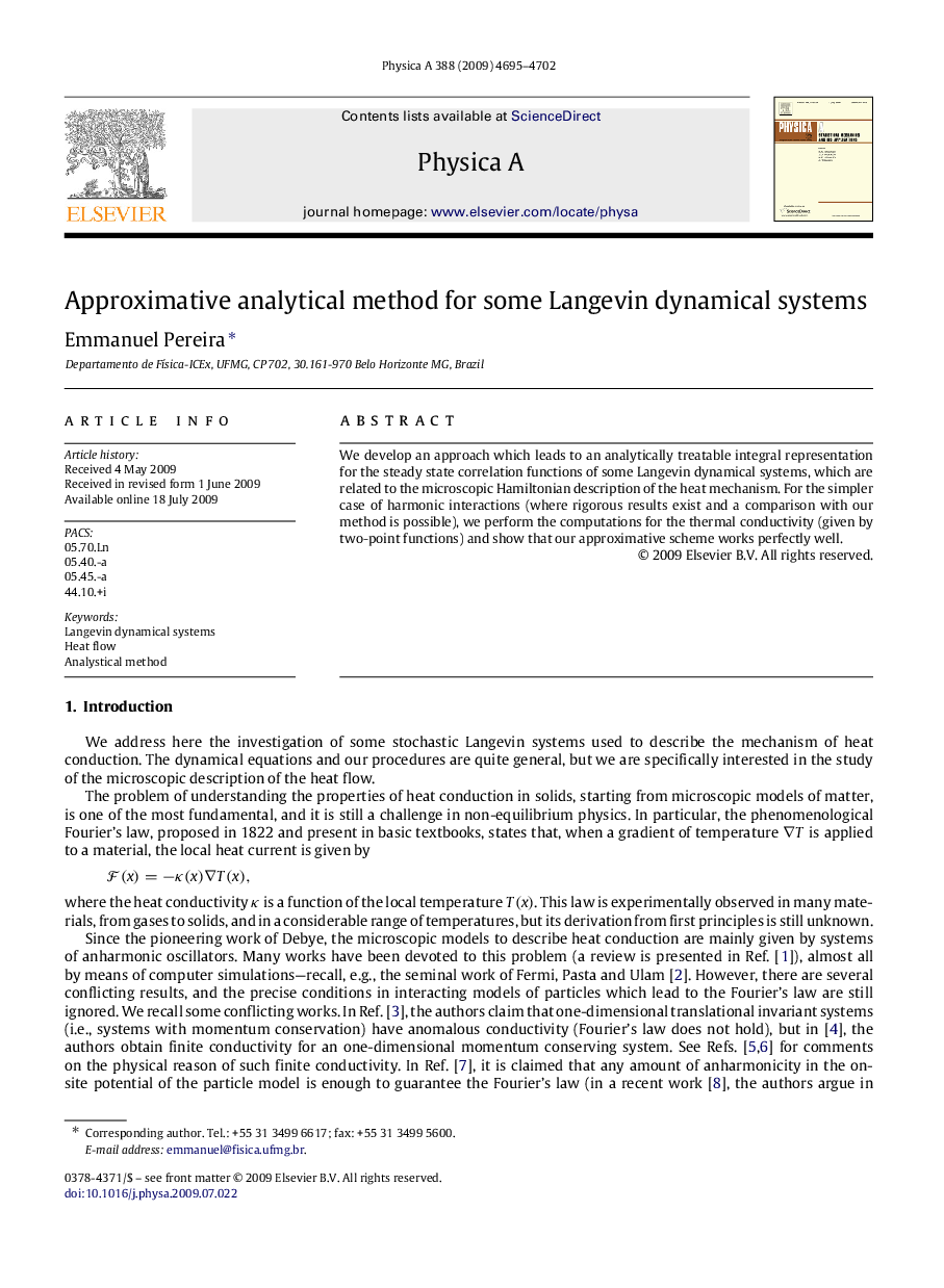 Approximative analytical method for some Langevin dynamical systems