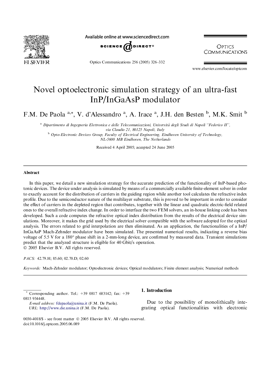 Novel optoelectronic simulation strategy of an ultra-fast InP/InGaAsP modulator