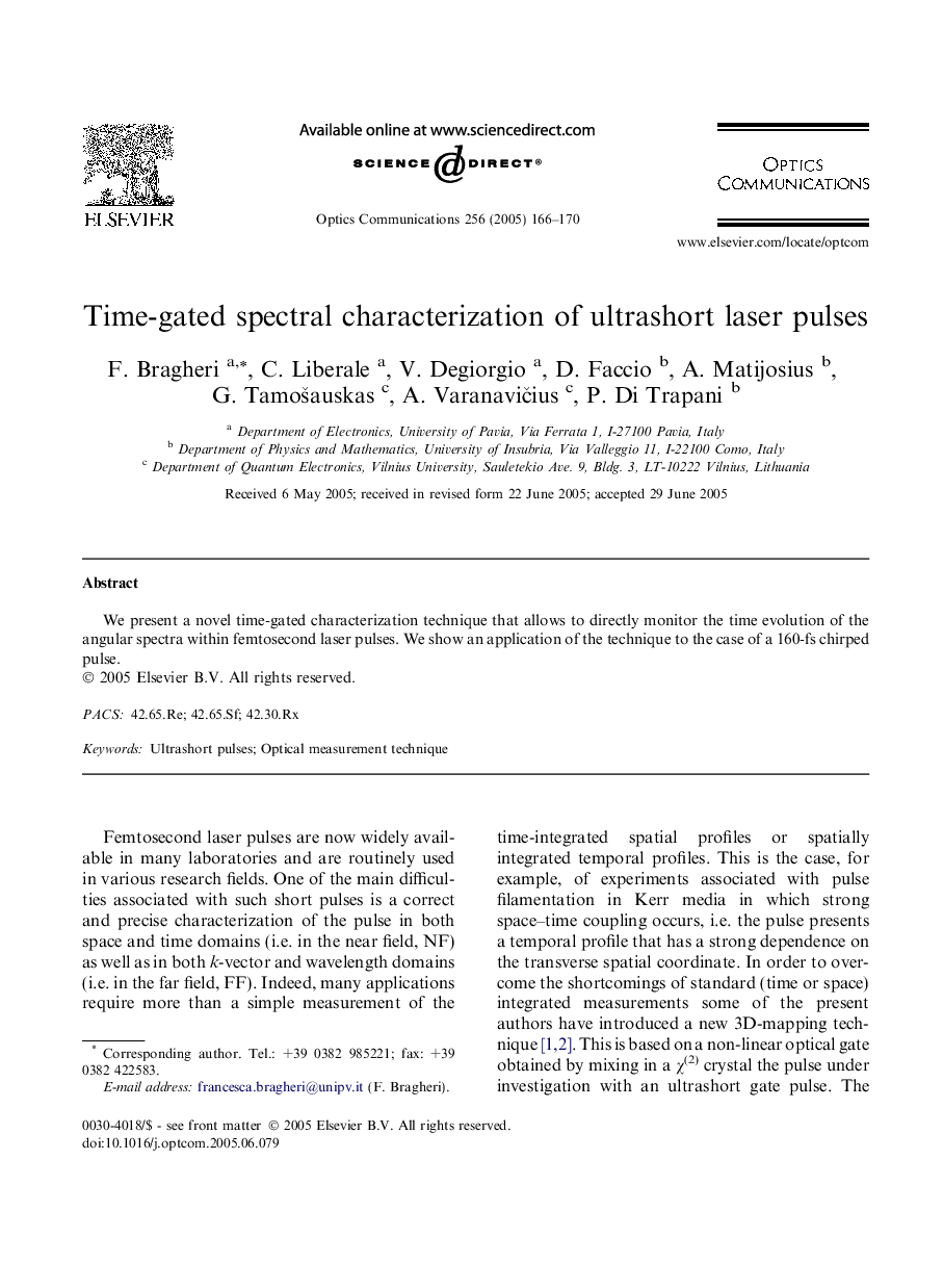 Time-gated spectral characterization of ultrashort laser pulses