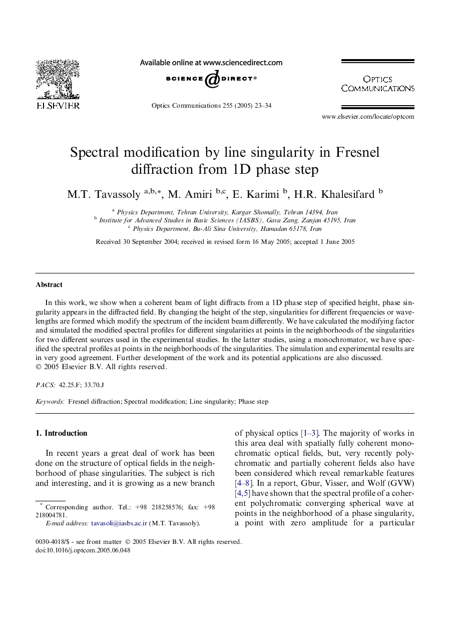 Spectral modification by line singularity in Fresnel diffraction from 1D phase step