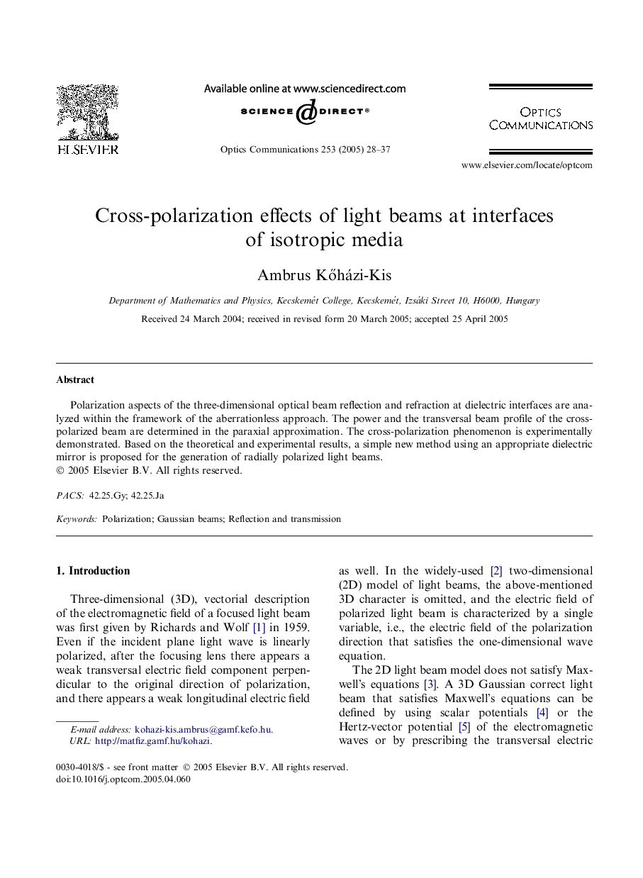 Cross-polarization effects of light beams at interfaces of isotropic media