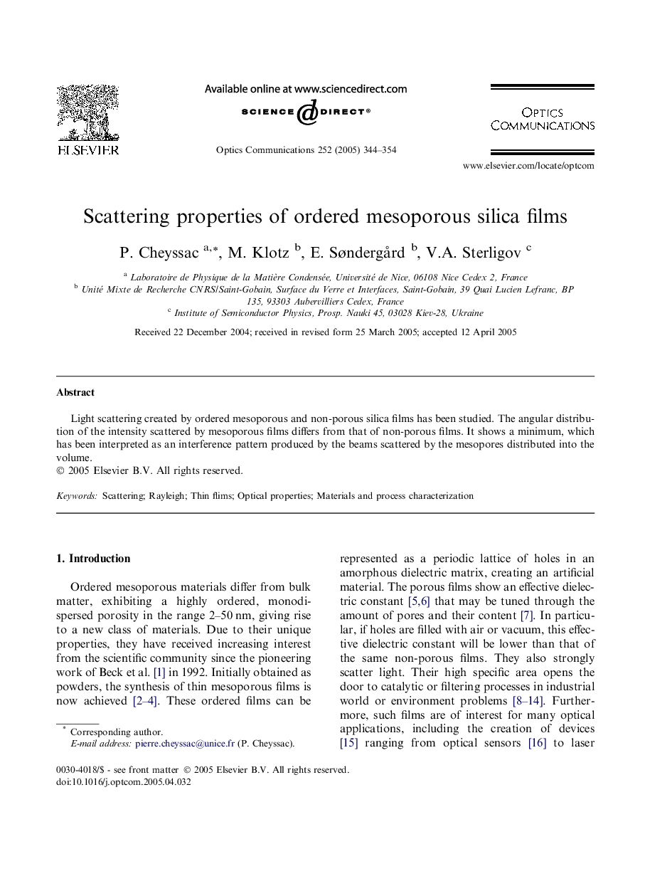 Scattering properties of ordered mesoporous silica films