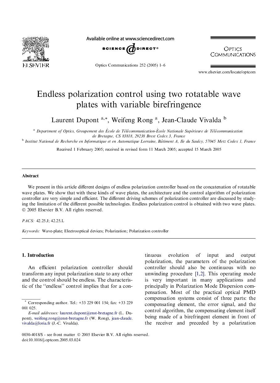 Endless polarization control using two rotatable wave plates with variable birefringence