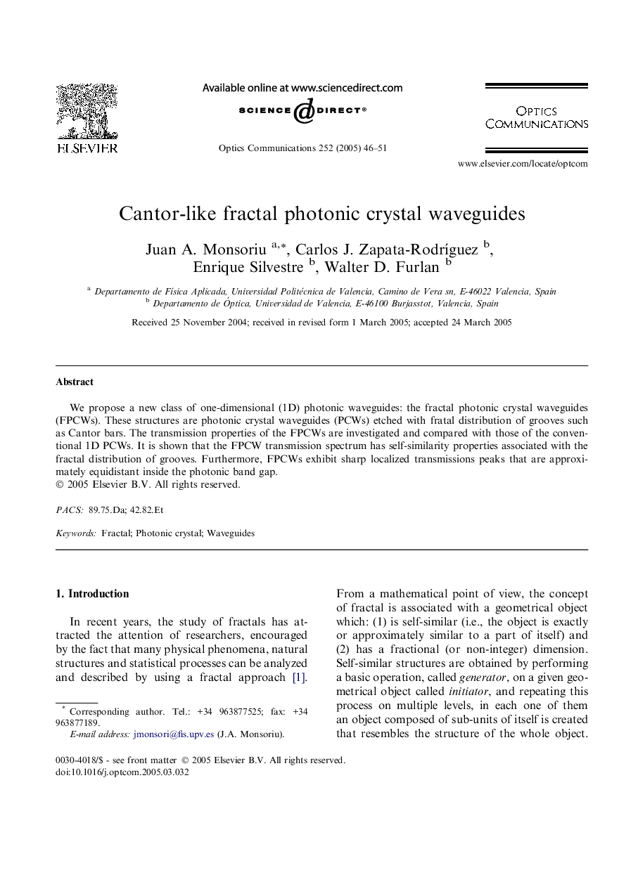 Cantor-like fractal photonic crystal waveguides