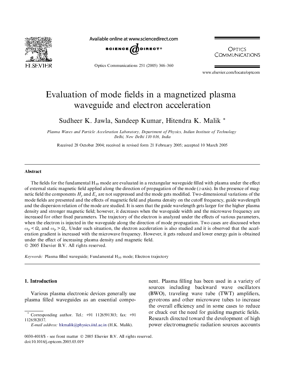 Evaluation of mode fields in a magnetized plasma waveguide and electron acceleration