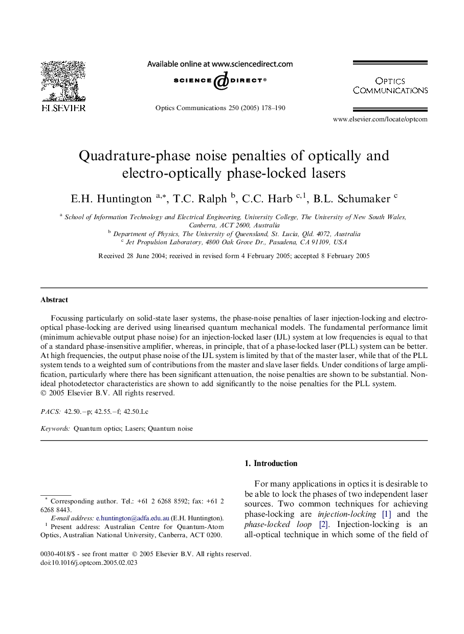 Quadrature-phase noise penalties of optically and electro-optically phase-locked lasers