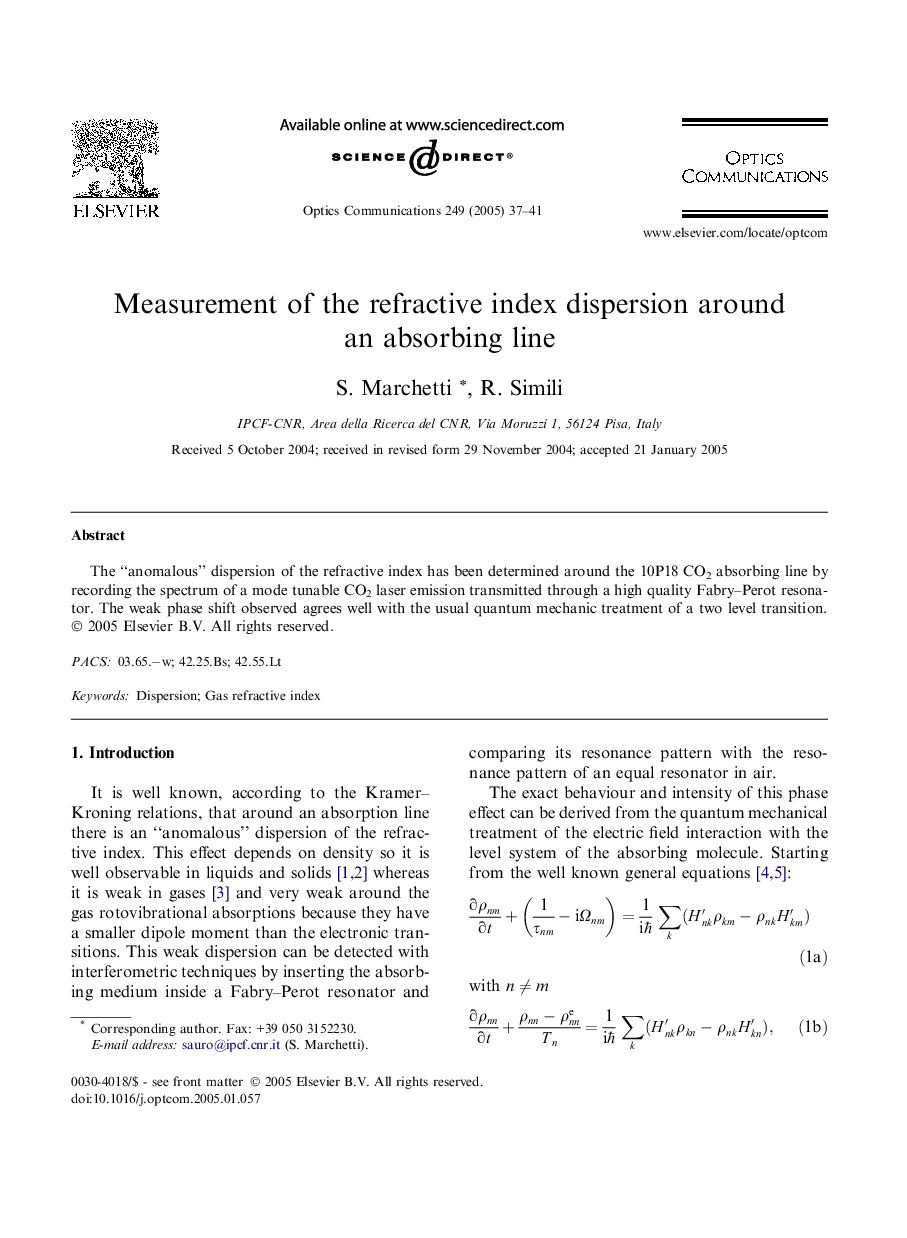 Measurement of the refractive index dispersion around an absorbing line