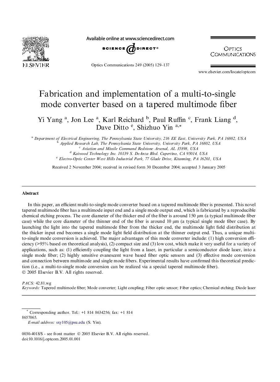 Fabrication and implementation of a multi-to-single mode converter based on a tapered multimode fiber