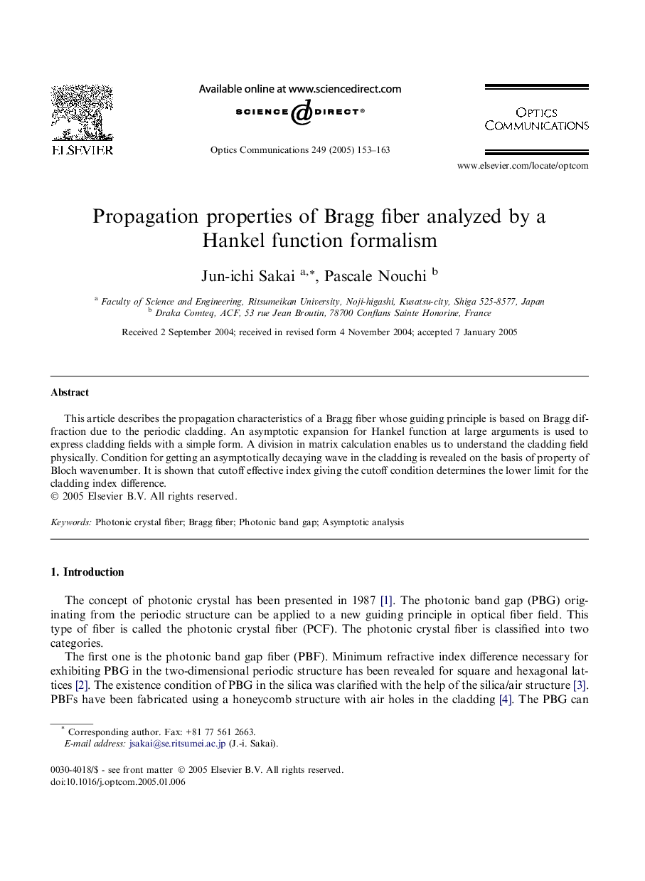 Propagation properties of Bragg fiber analyzed by a Hankel function formalism